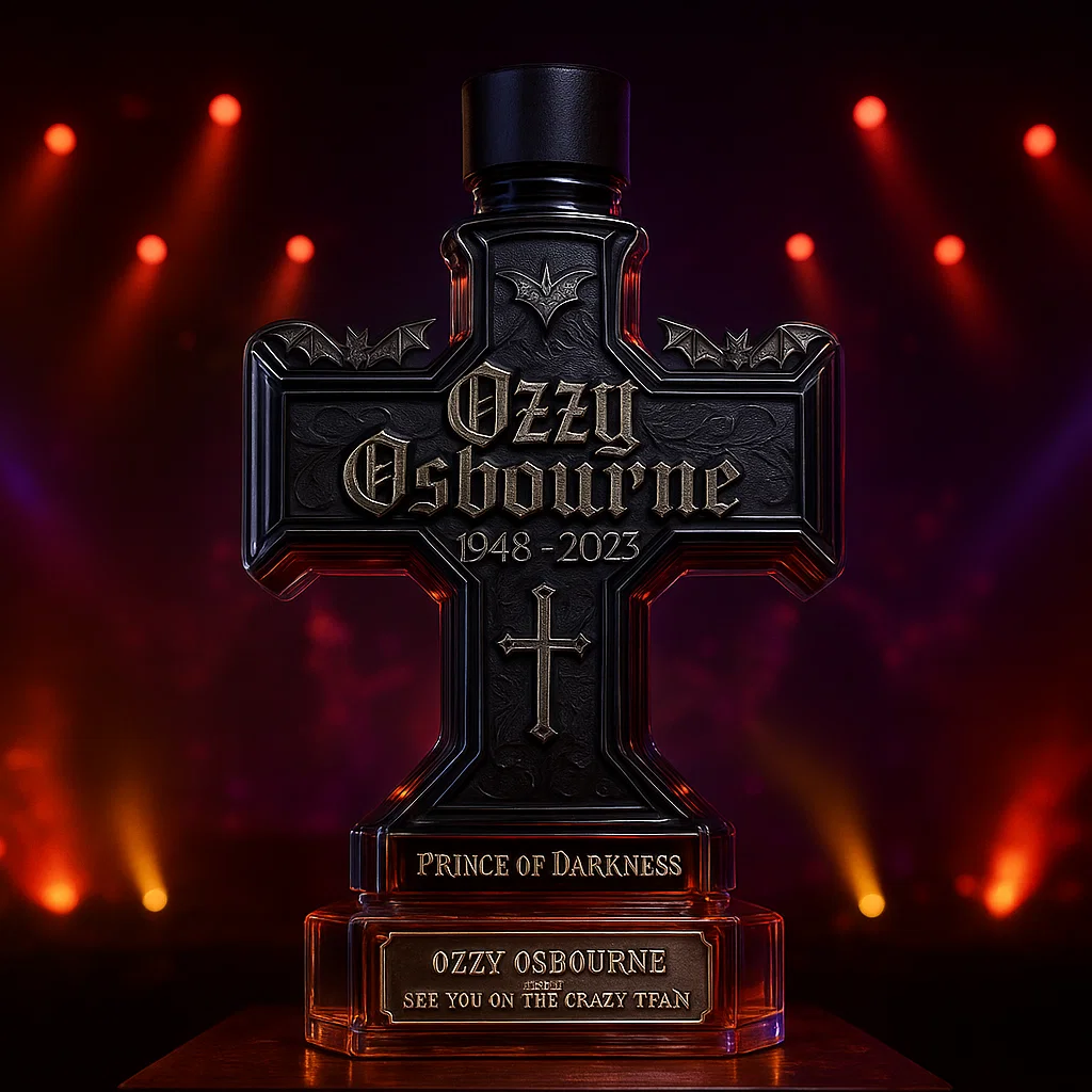 Ozzy Osbourne Cross Memorial Whiskey Bottle