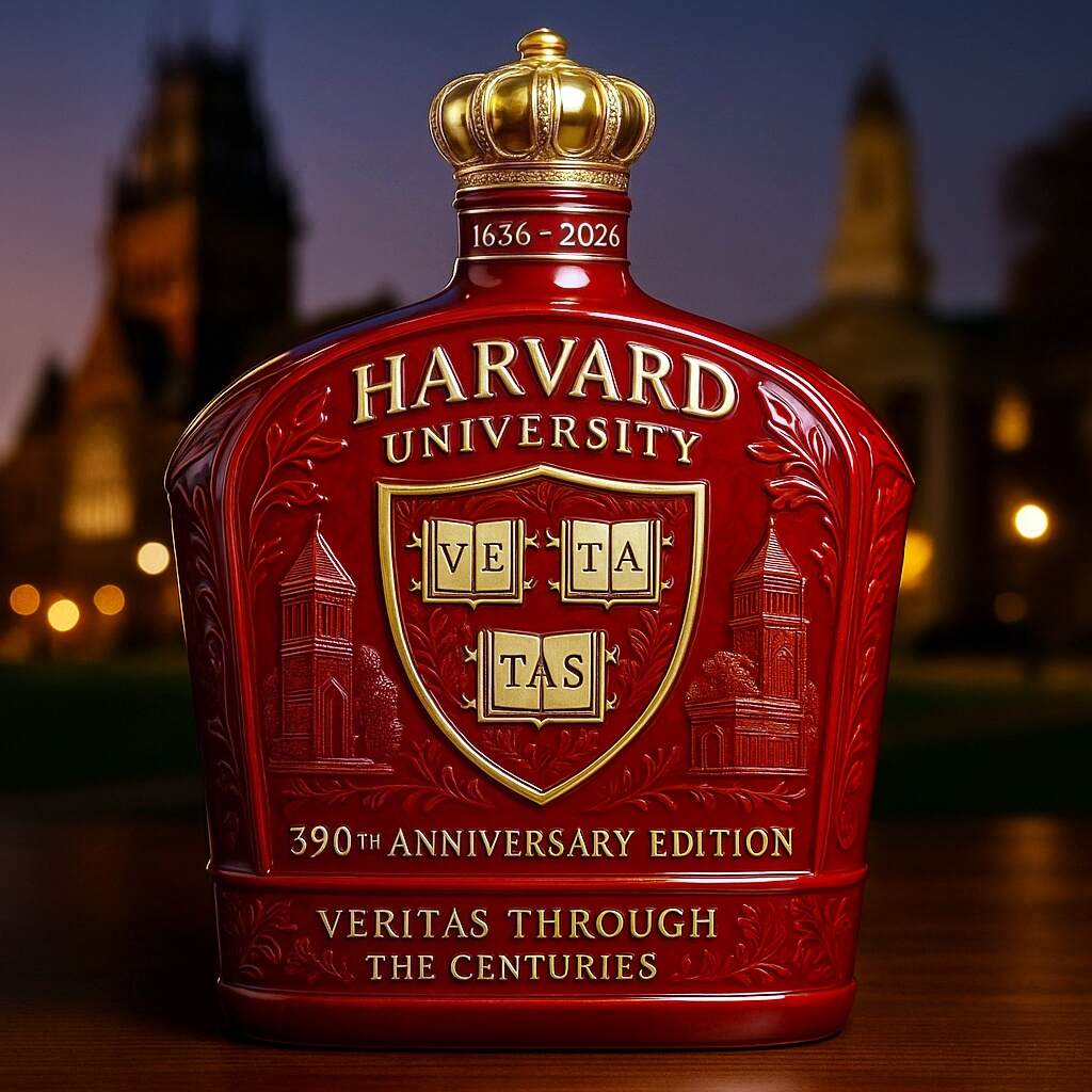 HARVARD The Crimson 390th Anniversary Whiskey Bottle