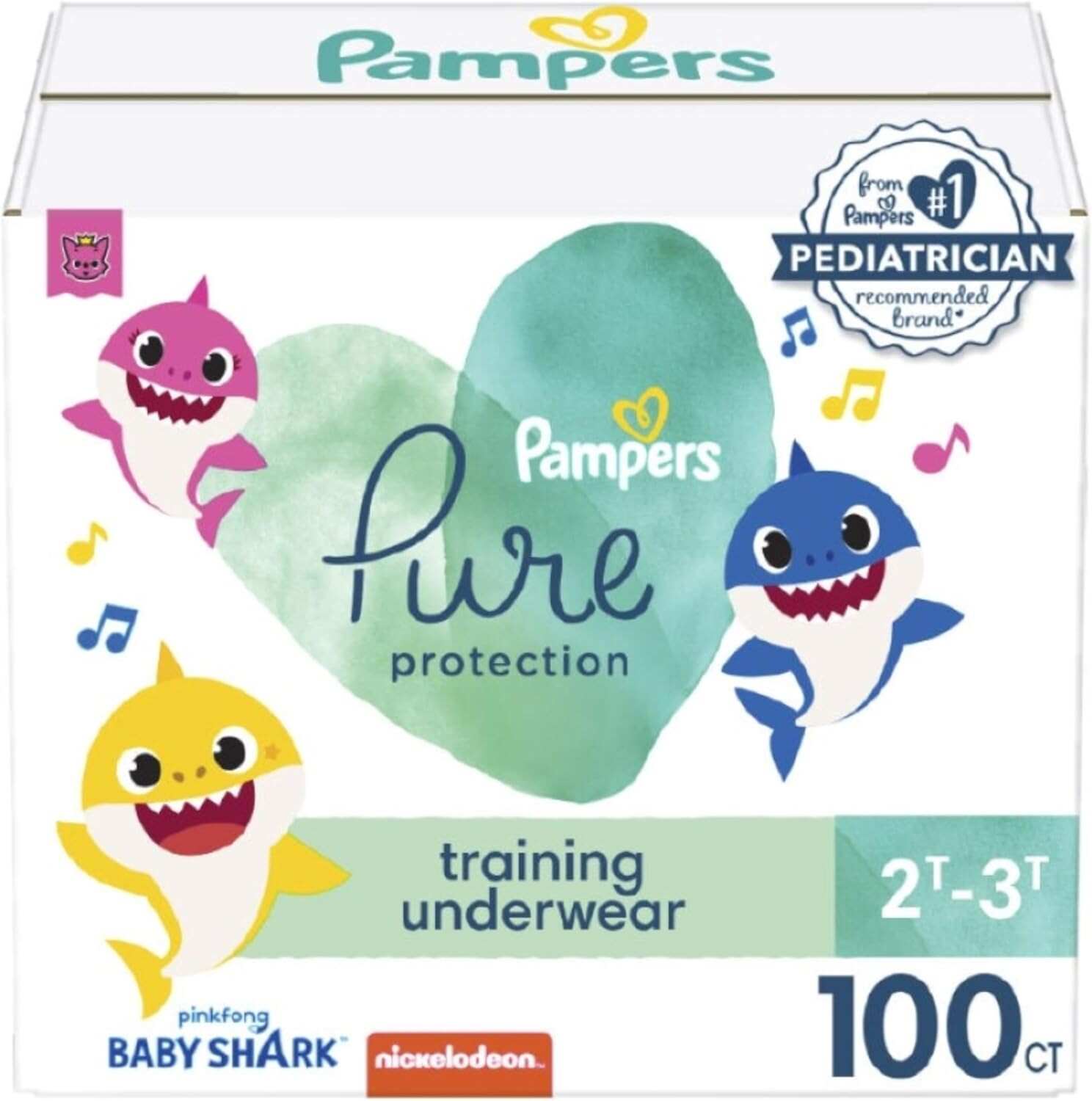 Pampers Pure Protection Training Pants Baby Shark - Size 3T-4T, 92 Count, Premium Hypoallergenic Training Underwear