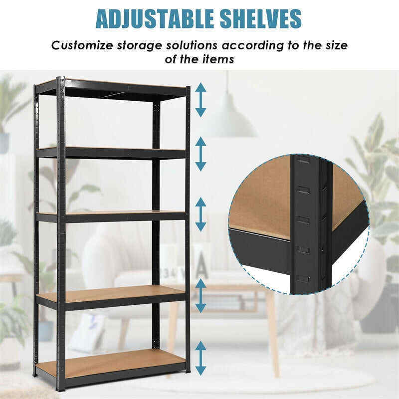 72 Inch 5-Shelf Steel Garage Storage Rack Display Stand with Adjustable Shelves