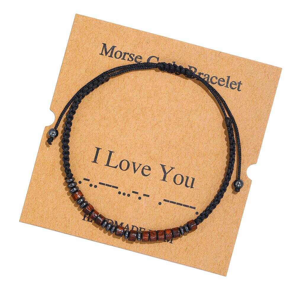 Women's Men's Unisex Morse Code Alphanumeric Weave Couple Bracelet