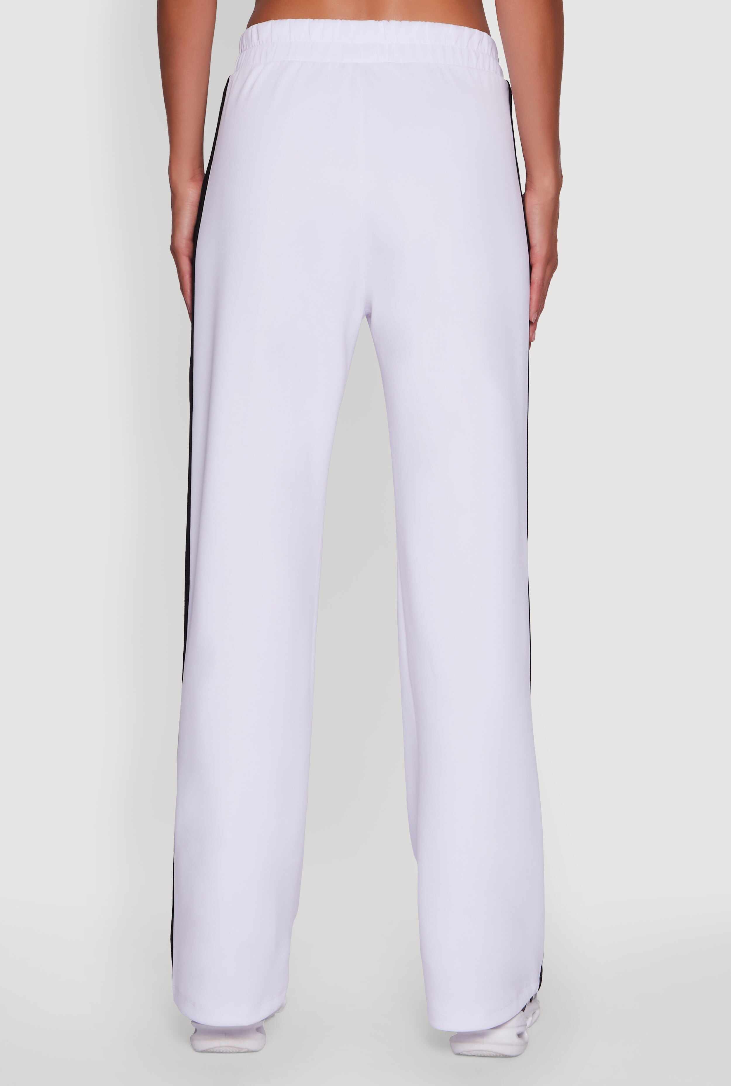 Contrast Trim Wide Leg Track Pants