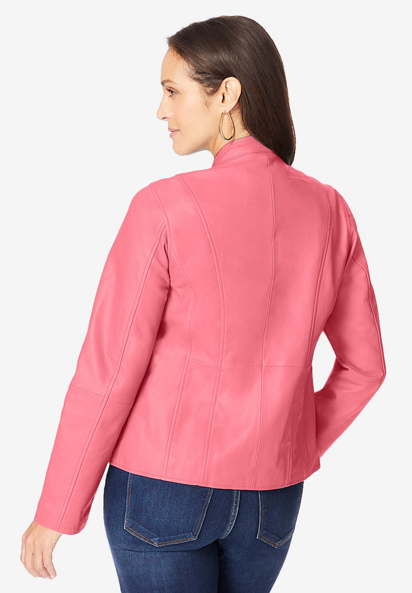 Zip Front Leather Jacket