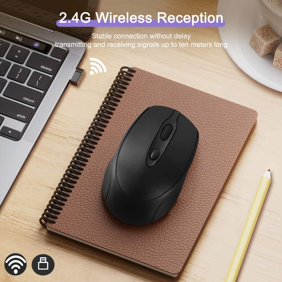 [Wireless Mouse] Rechargeable Ergonomic Wireless Mouse (BT & 2.4G) | Computer Cordless Mouse with USB Receiver for PC Mac Laptop