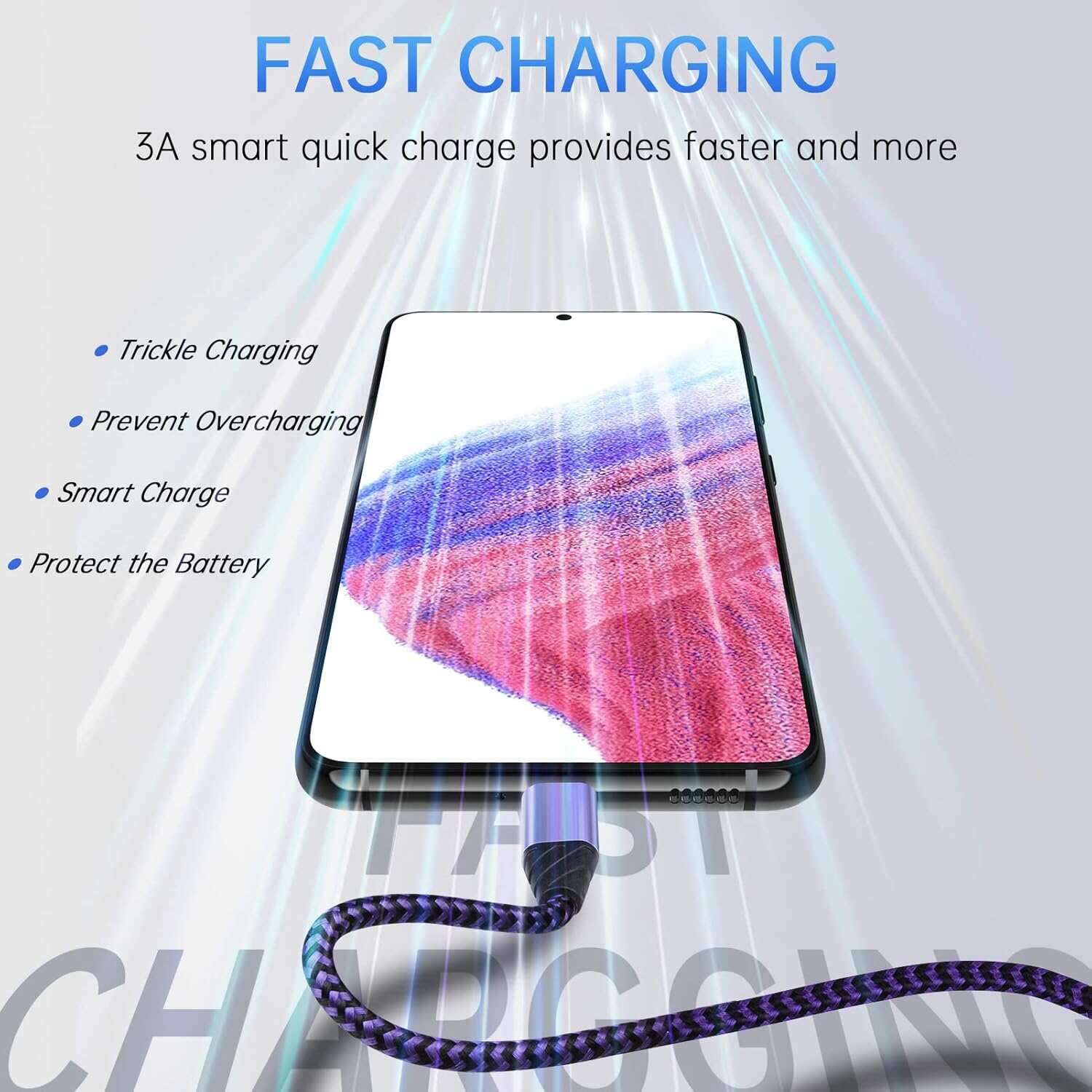 Android Auto USB C Cable Type C Charger USB Data Transfer Cable Fast Charging