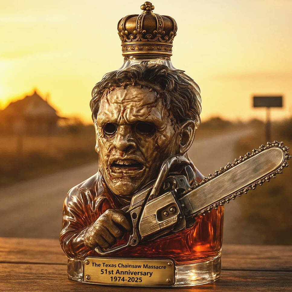 The Texas Chainsaw Massacre 51st Anniversary Whiskey bottle