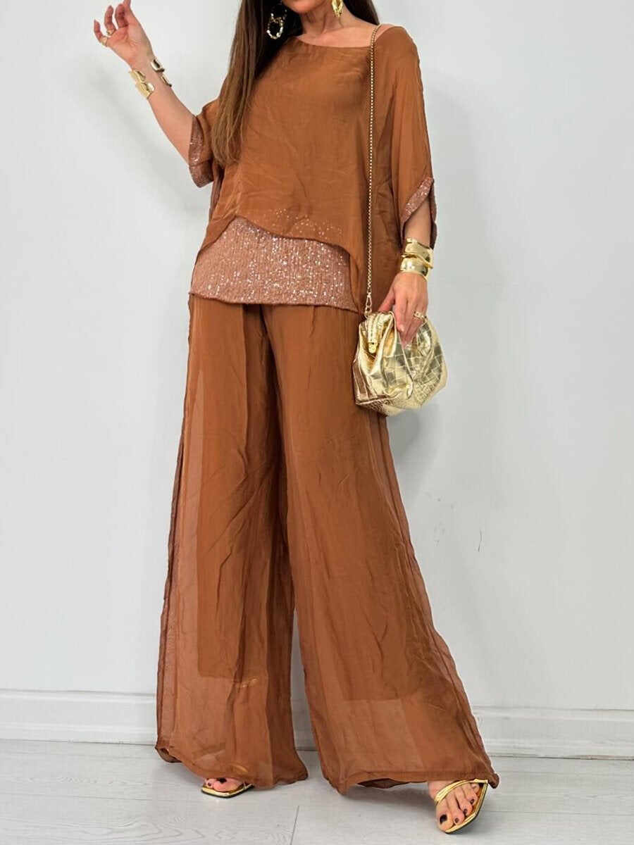 See-through Sequin Two Pieces Set