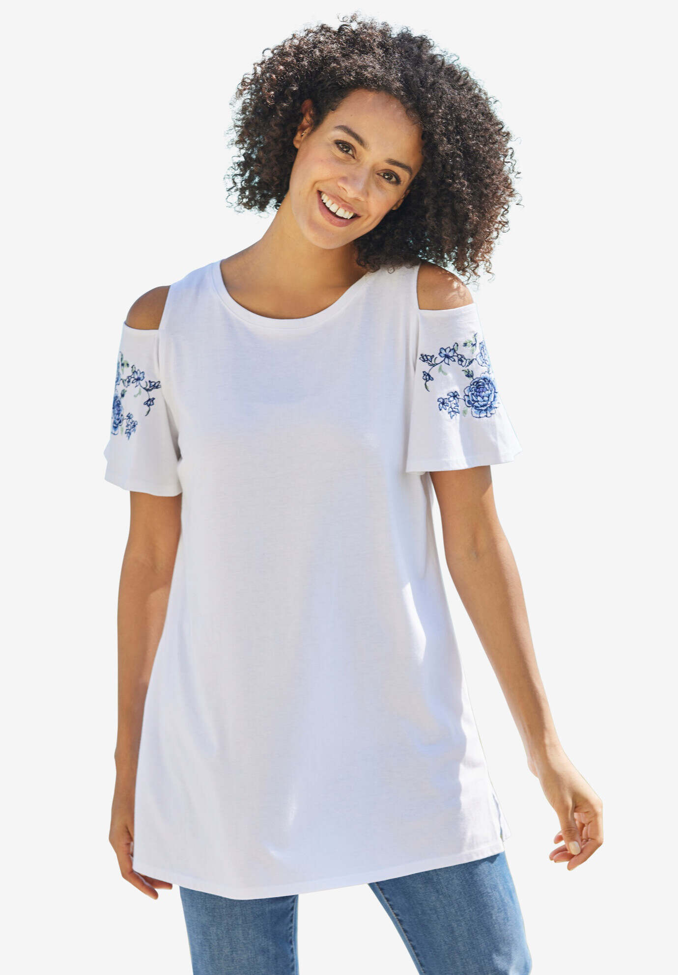 Short-Sleeve Cold-Shoulder Tee