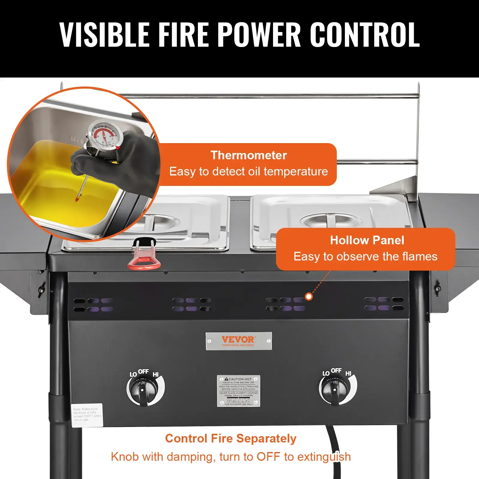 Outdoor Propane Deep Fryer,  Double Burners Commercial Fryer, 16 Qt Stainless Steel Cooker with Removable Baskets & Lids & Tanks, Oil Fryer Cart with Thermometer & Regulator, For Outdoor Cooking