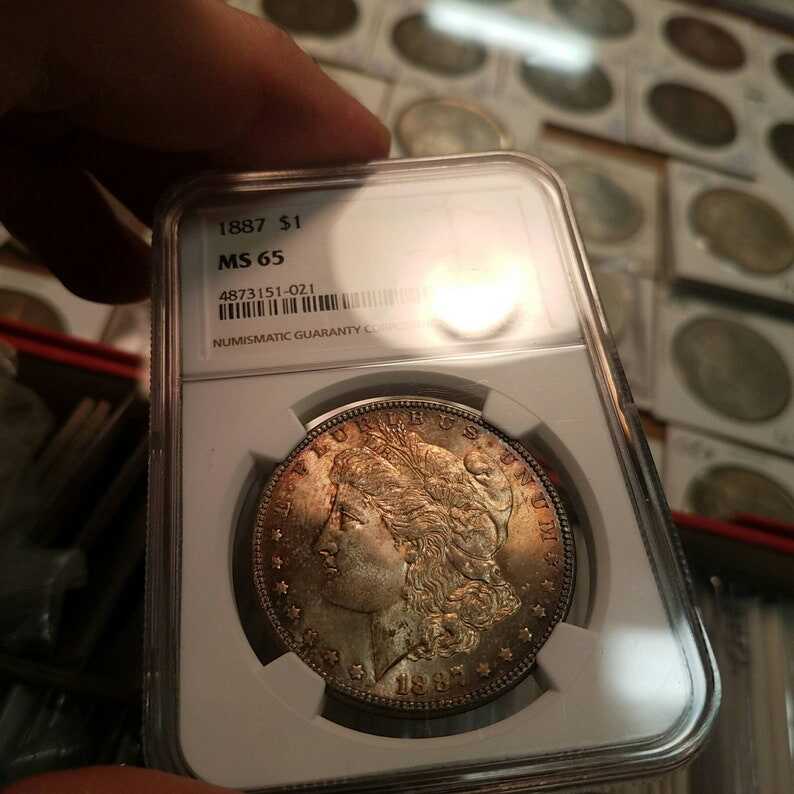 1887 Morgan Silver Dollar NGC MS 65 Rainbow Toned. Lot#225