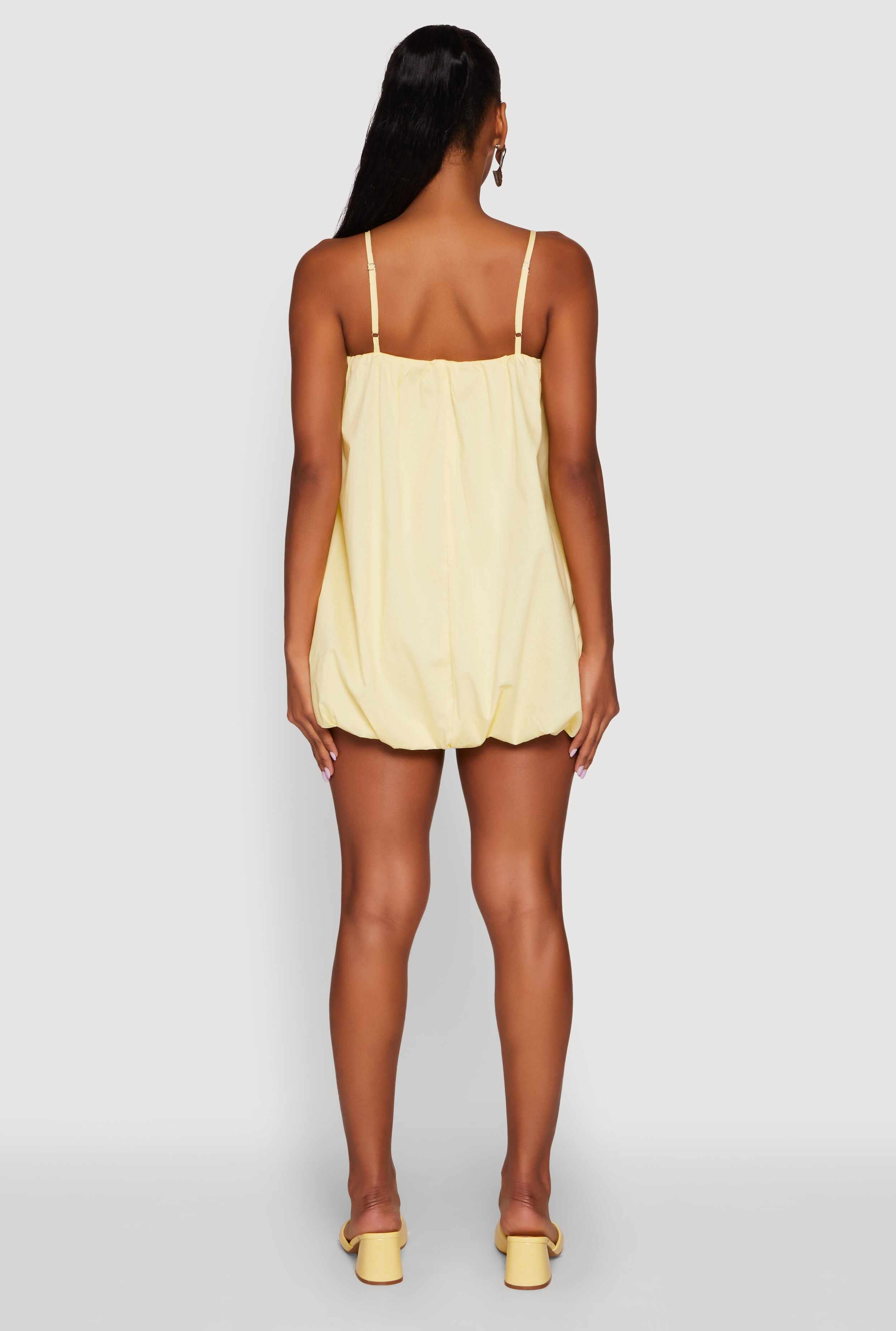 Chic Poplin Bubble Hem Spaghetti Strap Dress