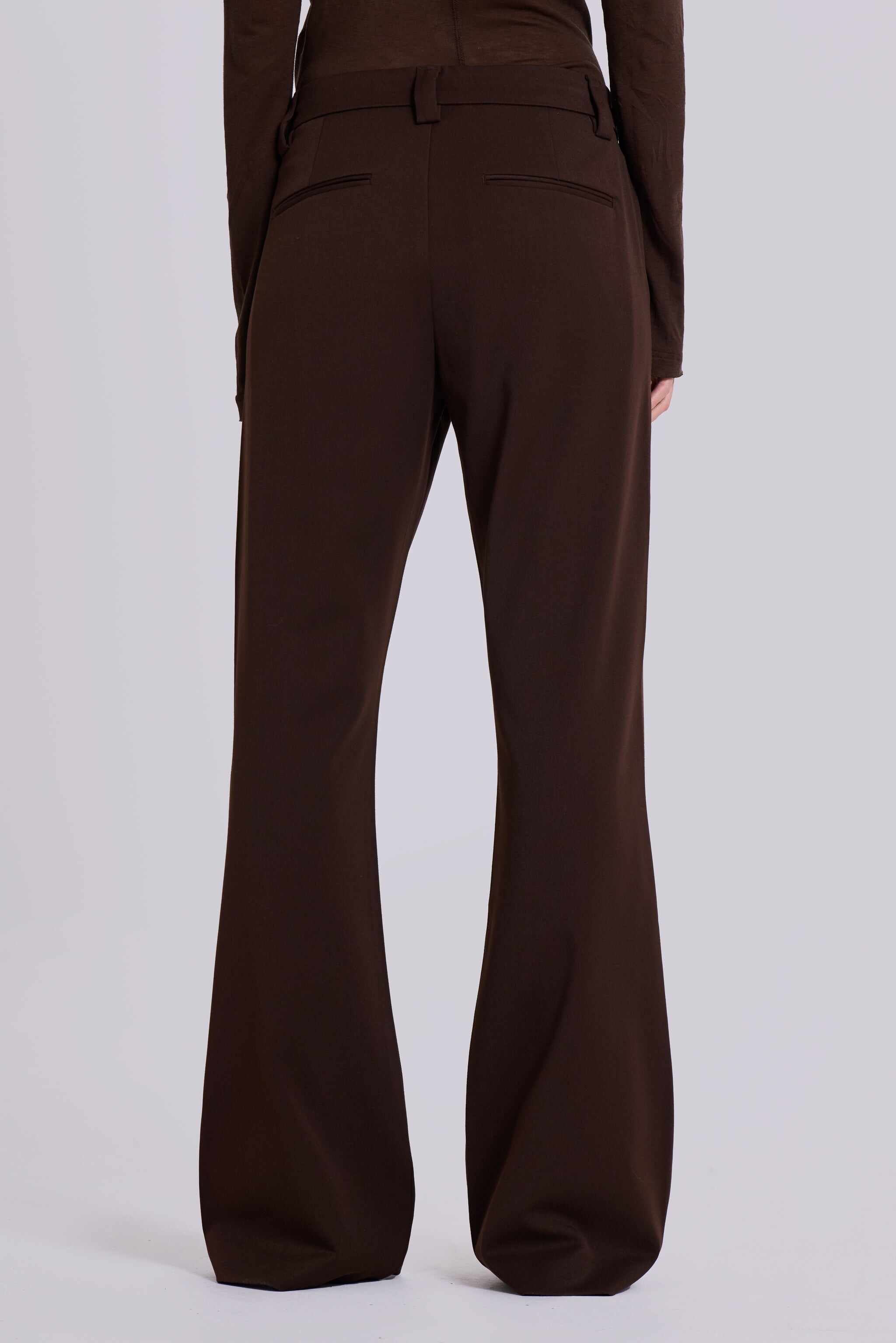 Brown Stacked Bootcut Suit Pants