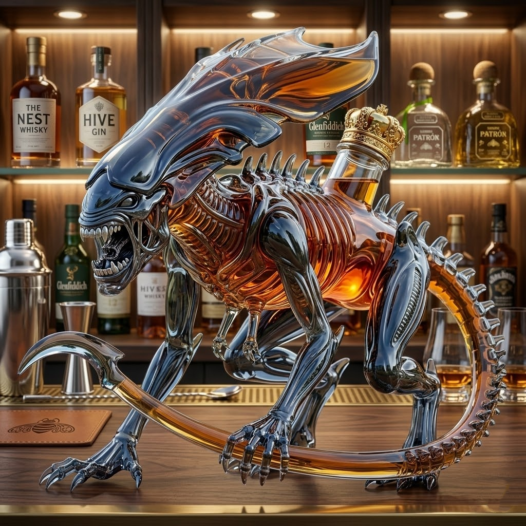 Alien Queen Collectible Commemorative Black Rum 3D Sculpted Collector's Edition Bottle