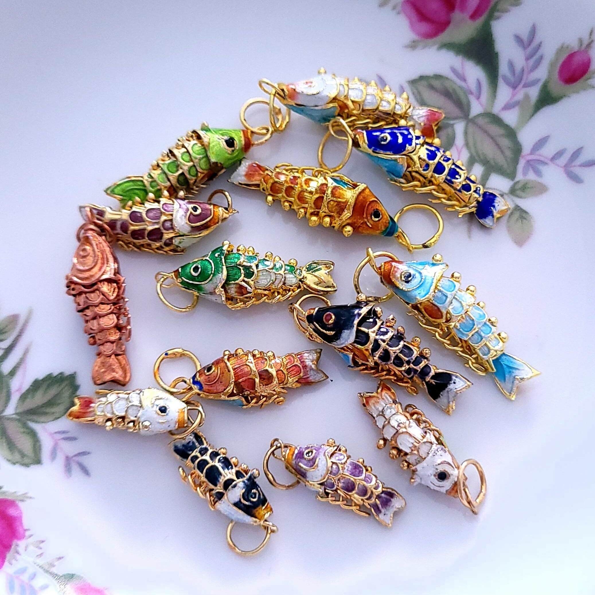 Cloisonne Enamel Koi Fish Charm