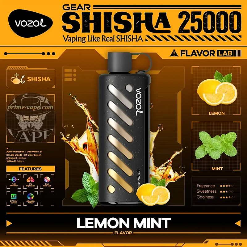 Vozol Gear Shisha 25K Puffs Disposable Vape|Dual Power Mode with Adjustable Airflow