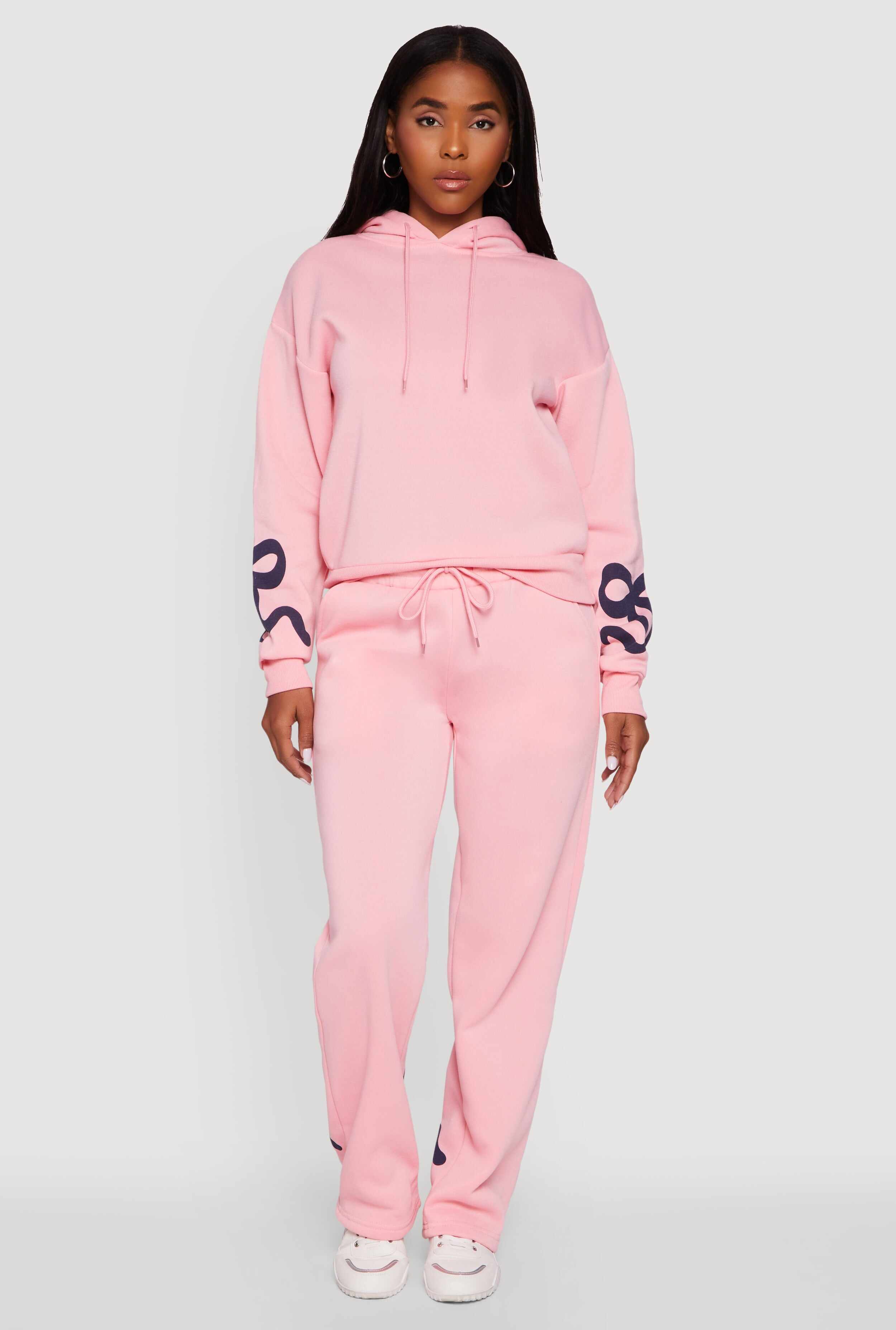 Bow Graphic Pullover Drawstring Hooded Sweatshirt