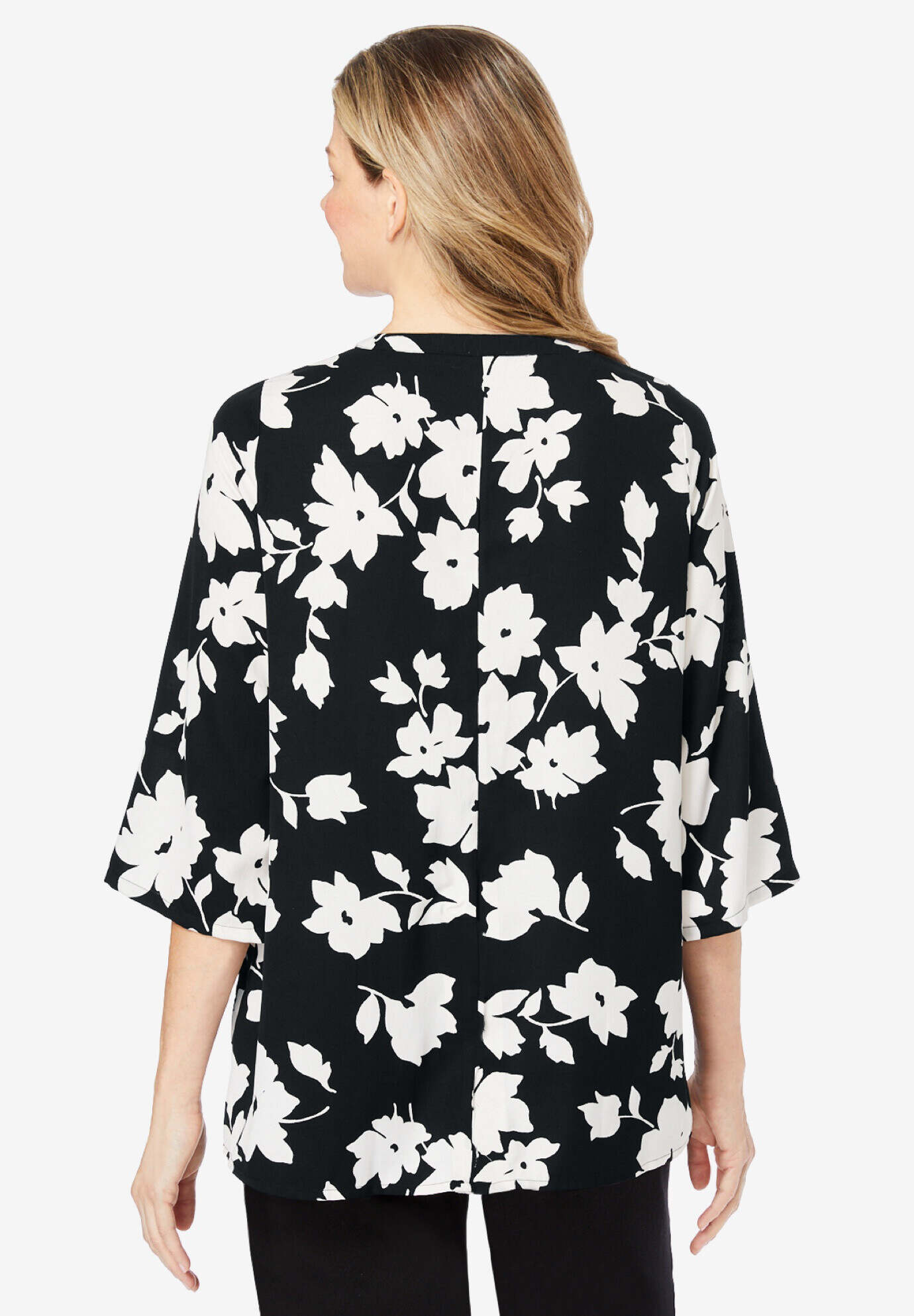 Y-Neck Button Front Blouse