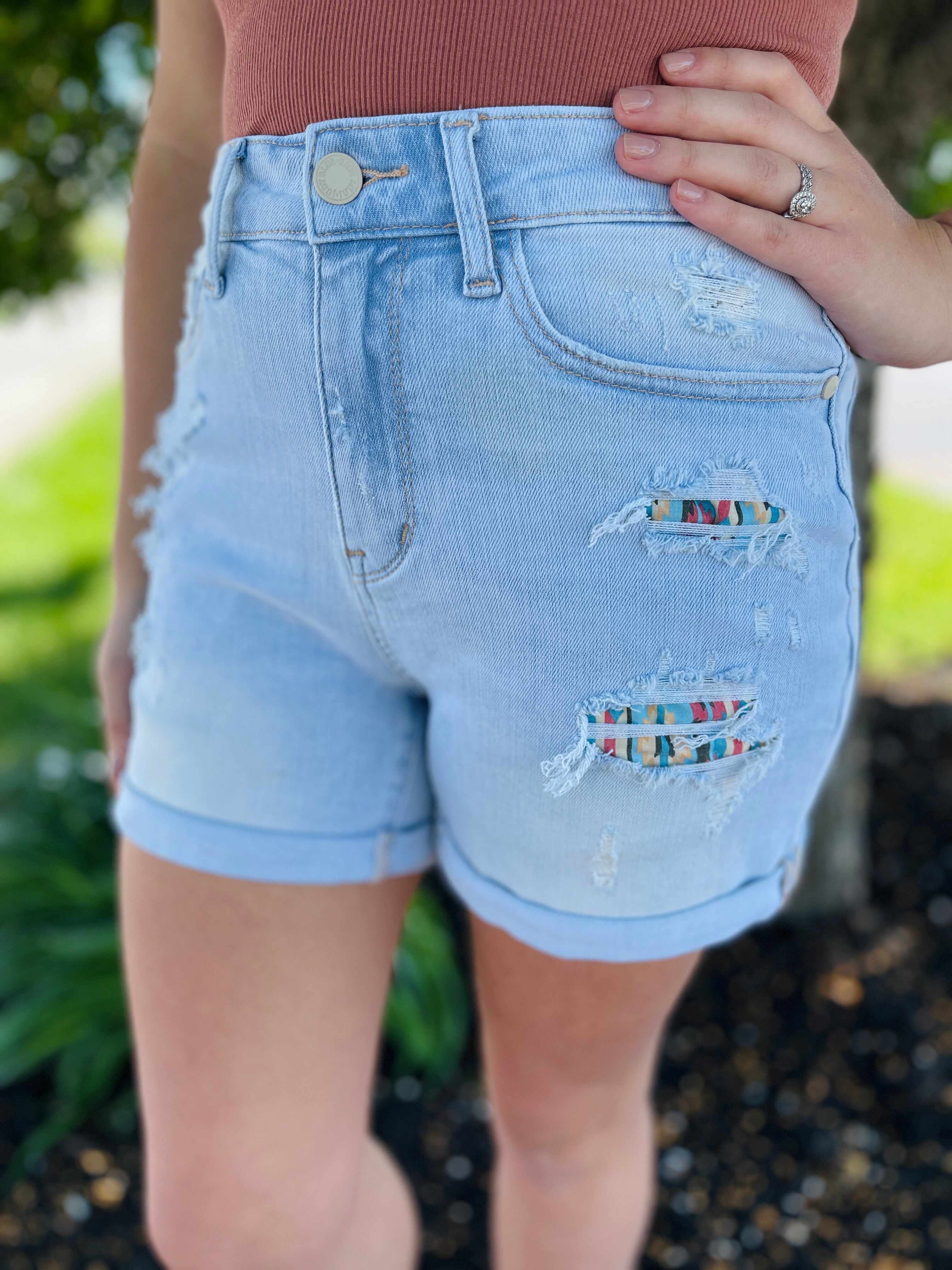 PLUS/REG Baby Got Patch Cuffed Shorts