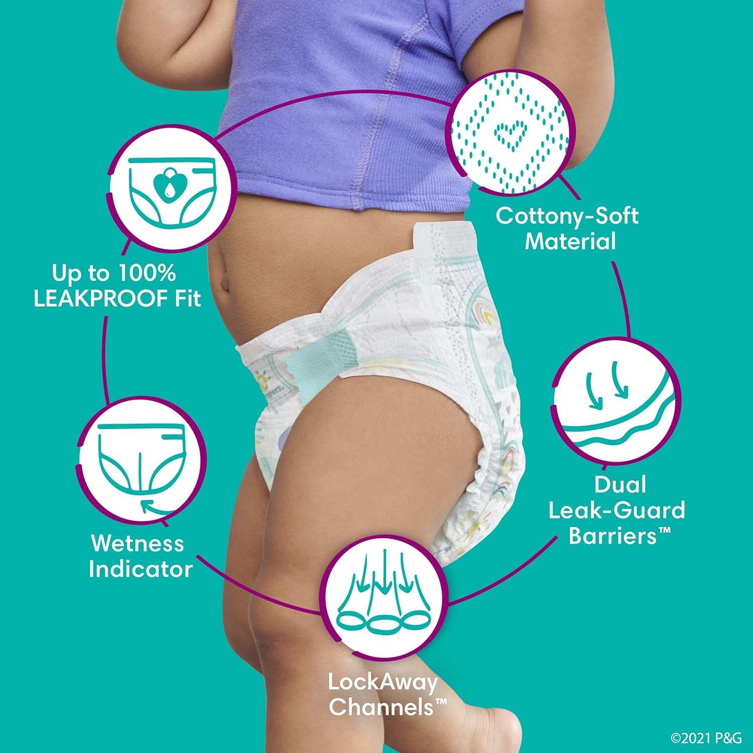 Pampers Cruisers Diapers - Size 5, One Month Supply (128 Count), Disposable Active Baby Diapers with Custom Stretch