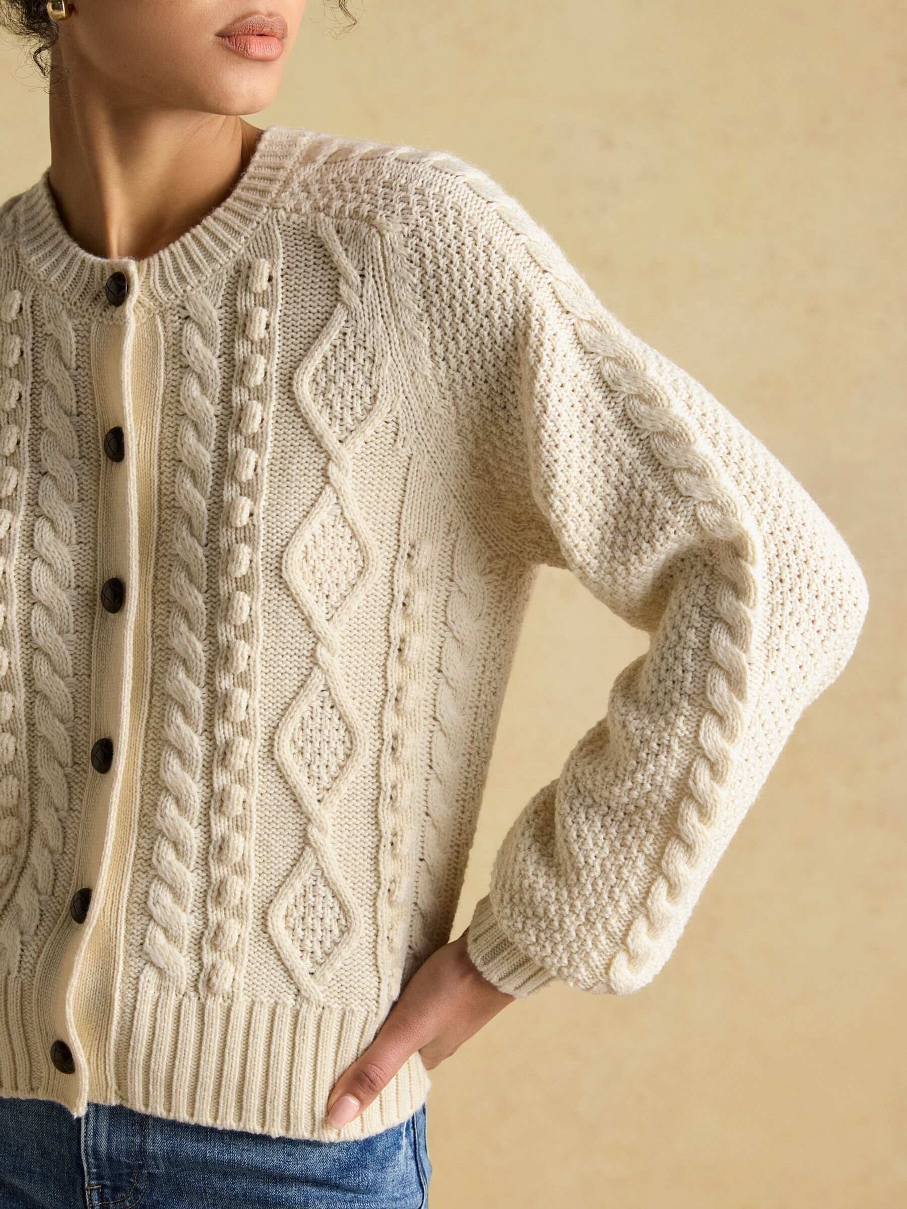 Rafferty Cream Cable Knit Cardigan