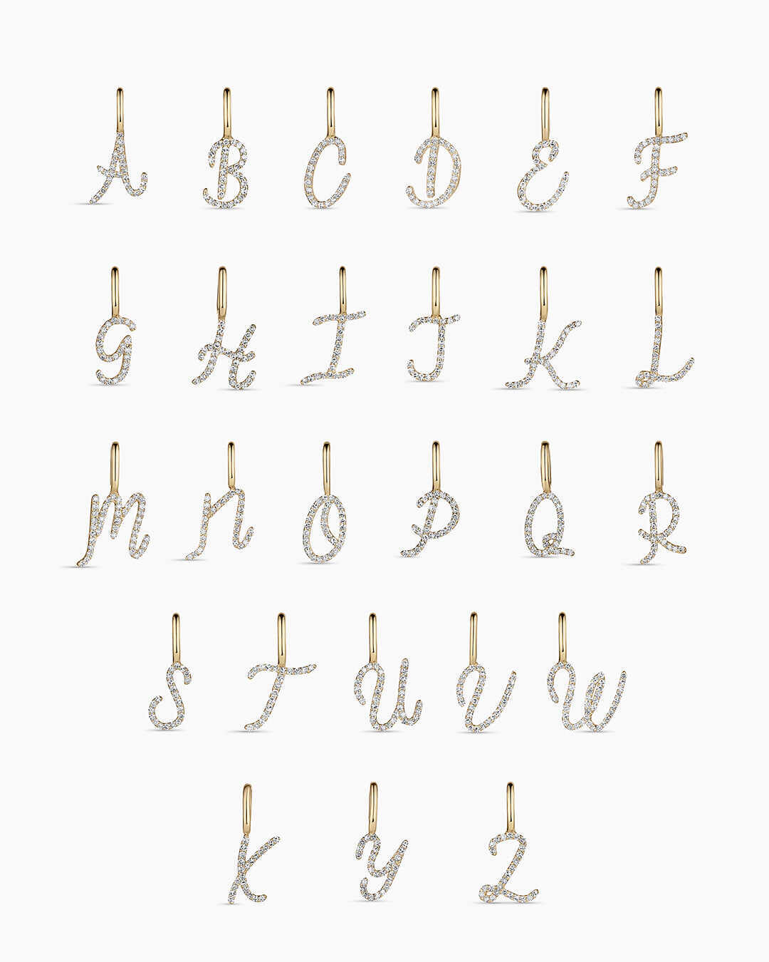 Diamond Script Alphabet Charm Necklace