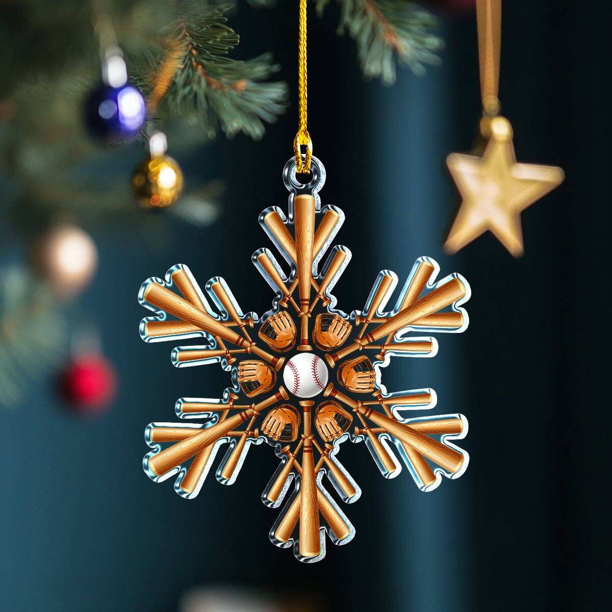 Shineful Ornament Baseball Snowflake