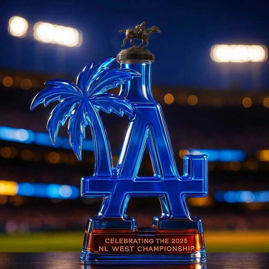 Commemorating Los Angeles Ds' 2025 NL WEST CHAMPIONSHIP Whiskey Bottle