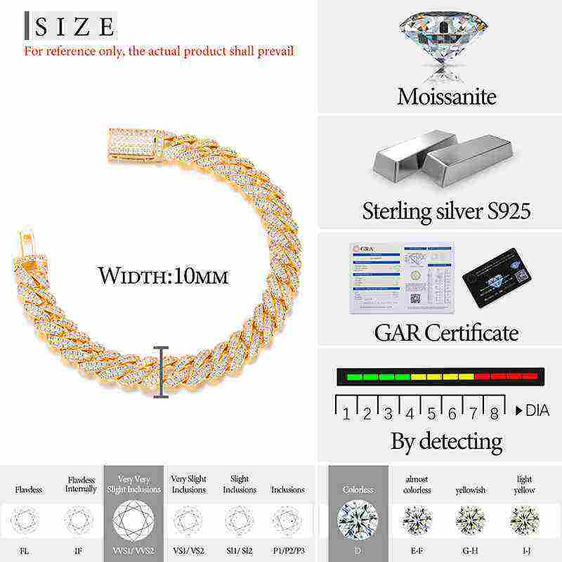Test10mm S925 2 Row Moissanite Bubble Cuban Link Bracelet