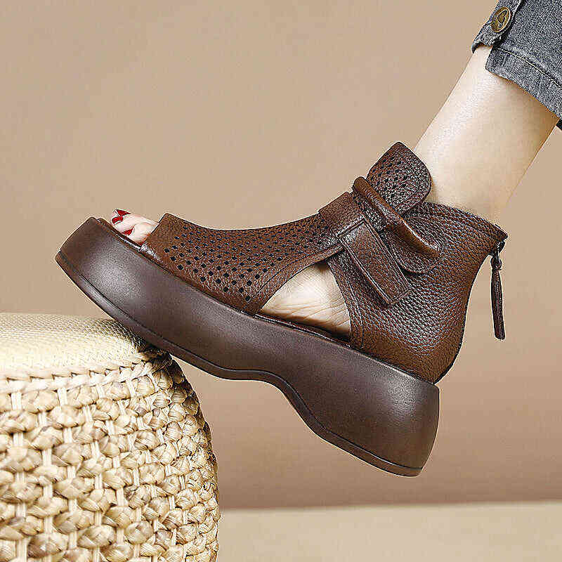 Velcro soft sole leather orthopedic Sandals
