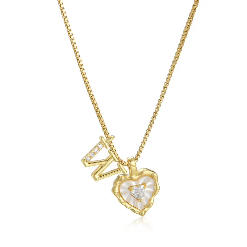 🔥Last Day 69% OFF ✨Gold Shell Heart CZ A-Z Initial Necklace, Valentine's Day Jewelry Gift