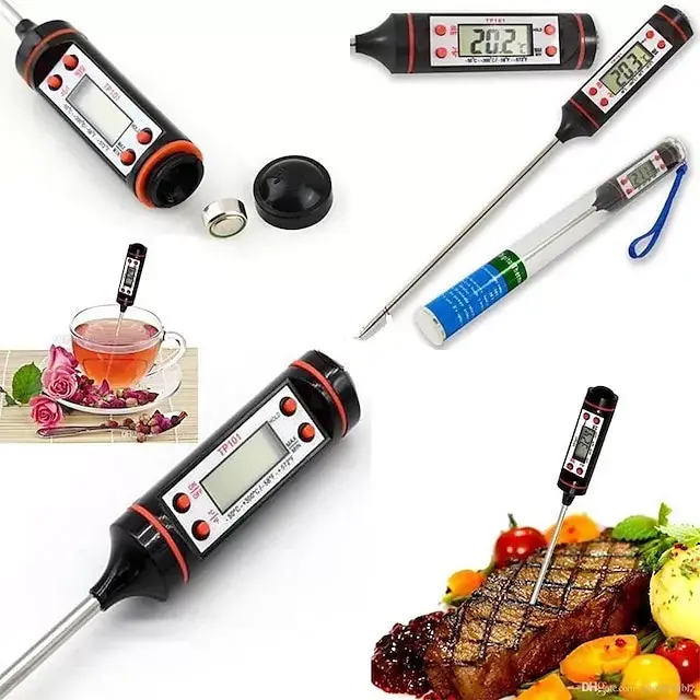 1pcs Meat Thermometer Digital BBQ Thermometer Electronic Cooking Food Thermometer Probe Water Milk Kitchen Oven Thermometer Tools