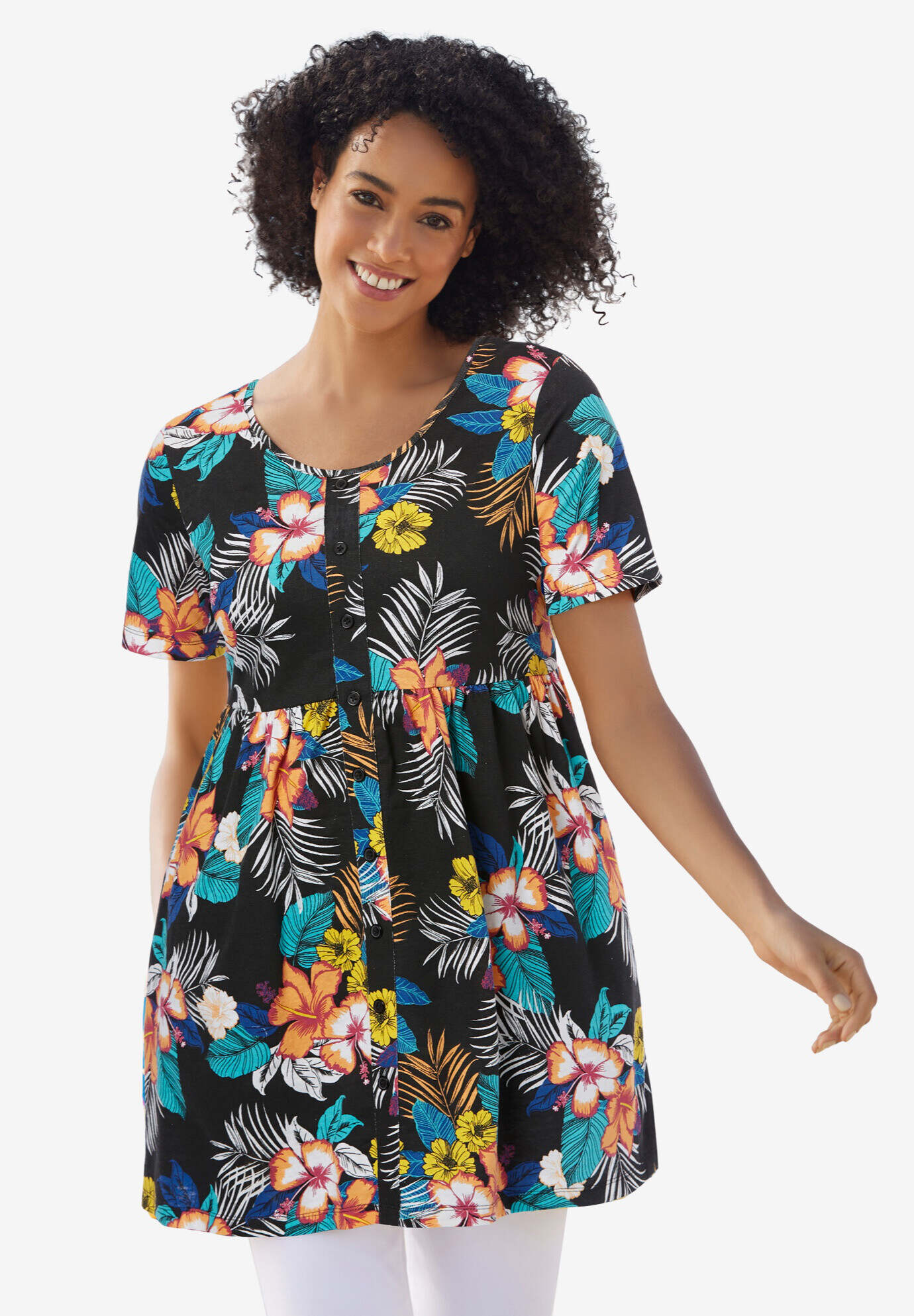 Short-Sleeve Empire Waist Tunic