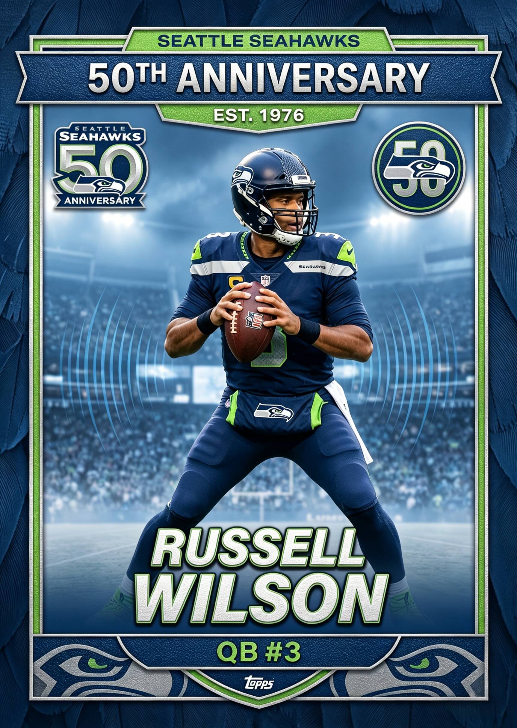 Seattle Seahawks 50th Anniversary Collector's Hobby Box Trading Cards, Limited Edition
