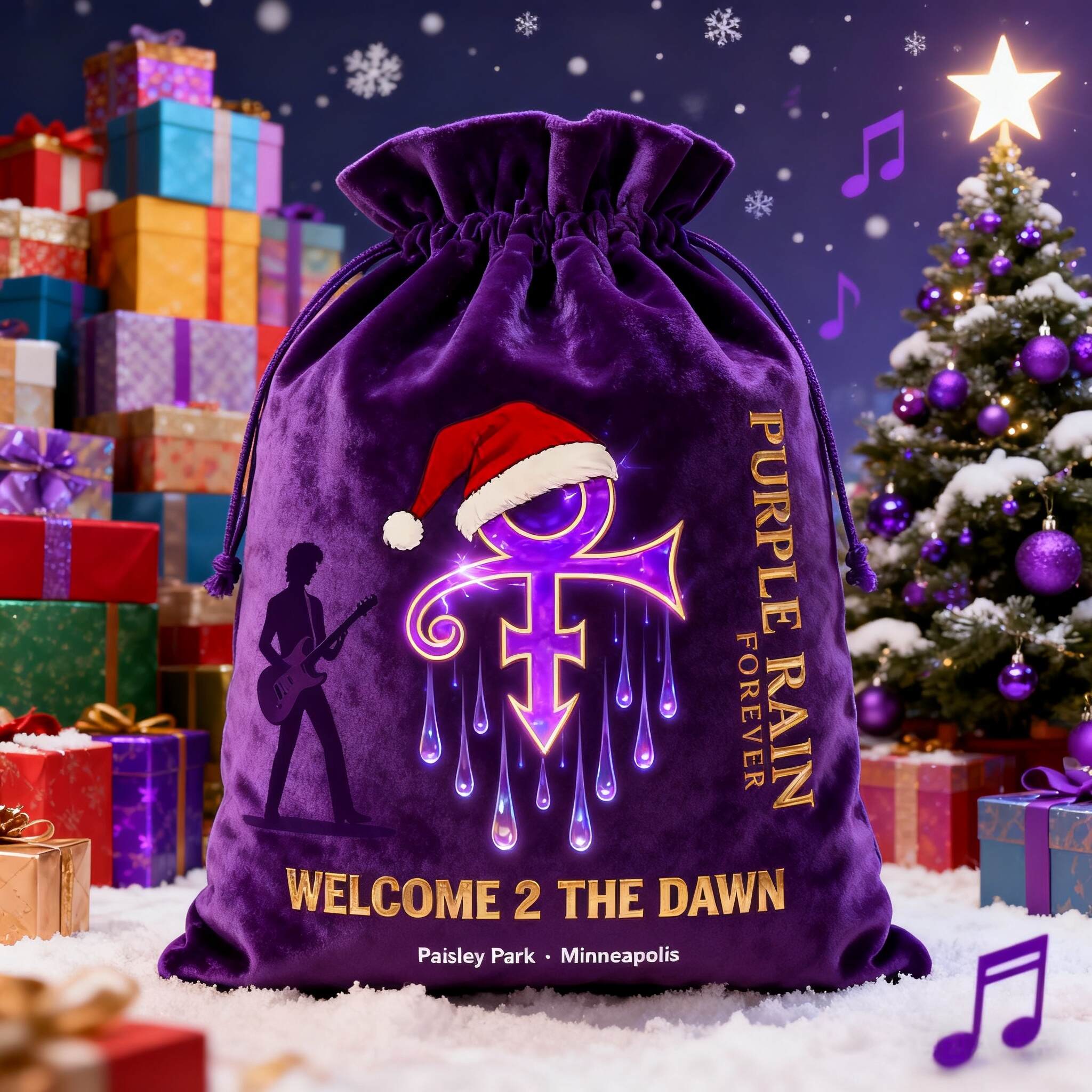 Prince Forever Purple Rain Christmas Bag