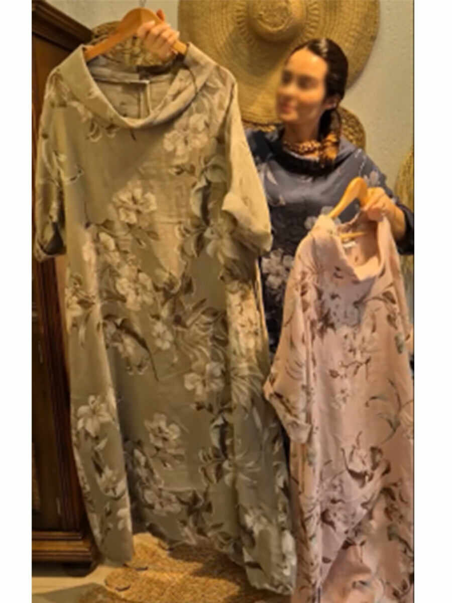 🔥Summer Arrivals🌟Loose And Comfortable Floral Print Linen And Cotton Dress