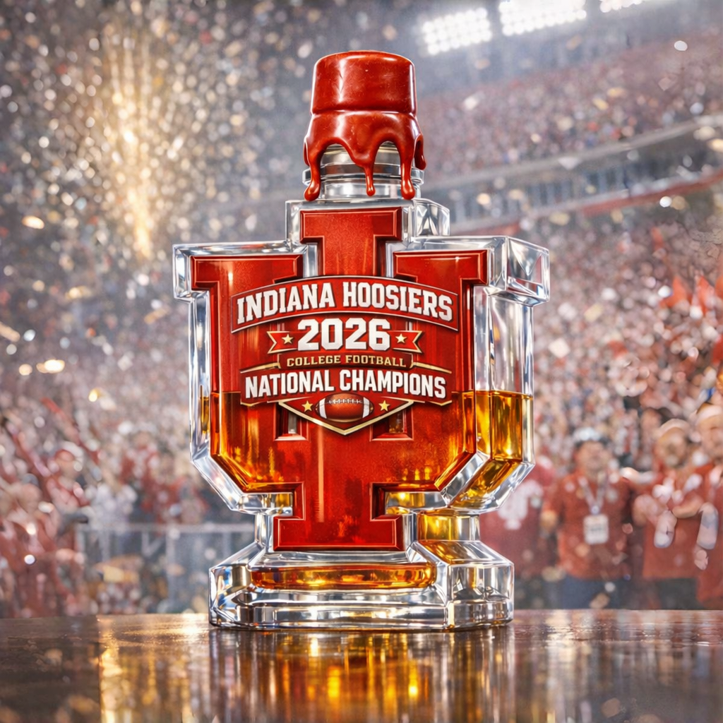 Indiana Hoosiers 2026 National Champions whiskey bottle