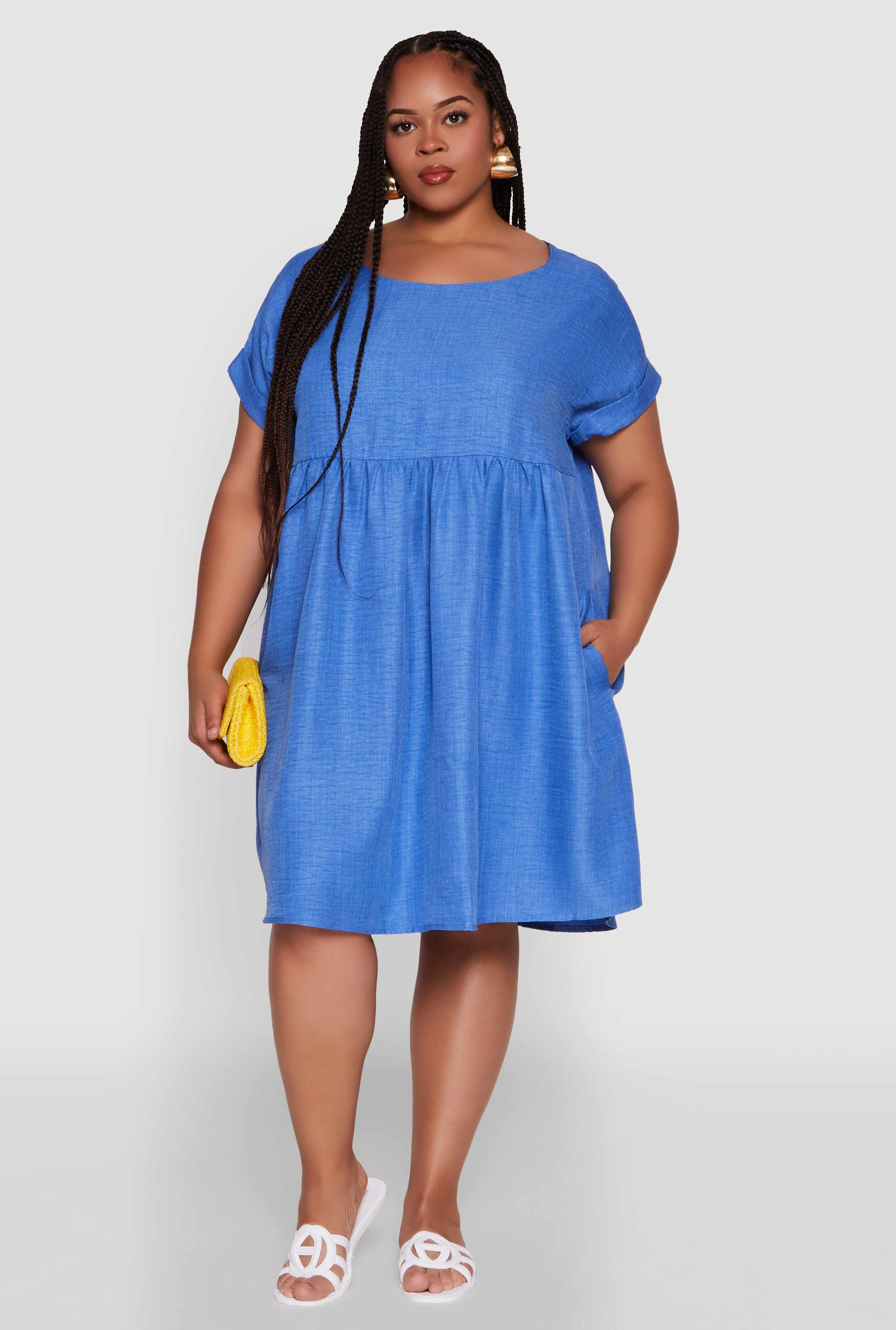 Plus Size Chic Sundress with Pockets and Scoop Neck
