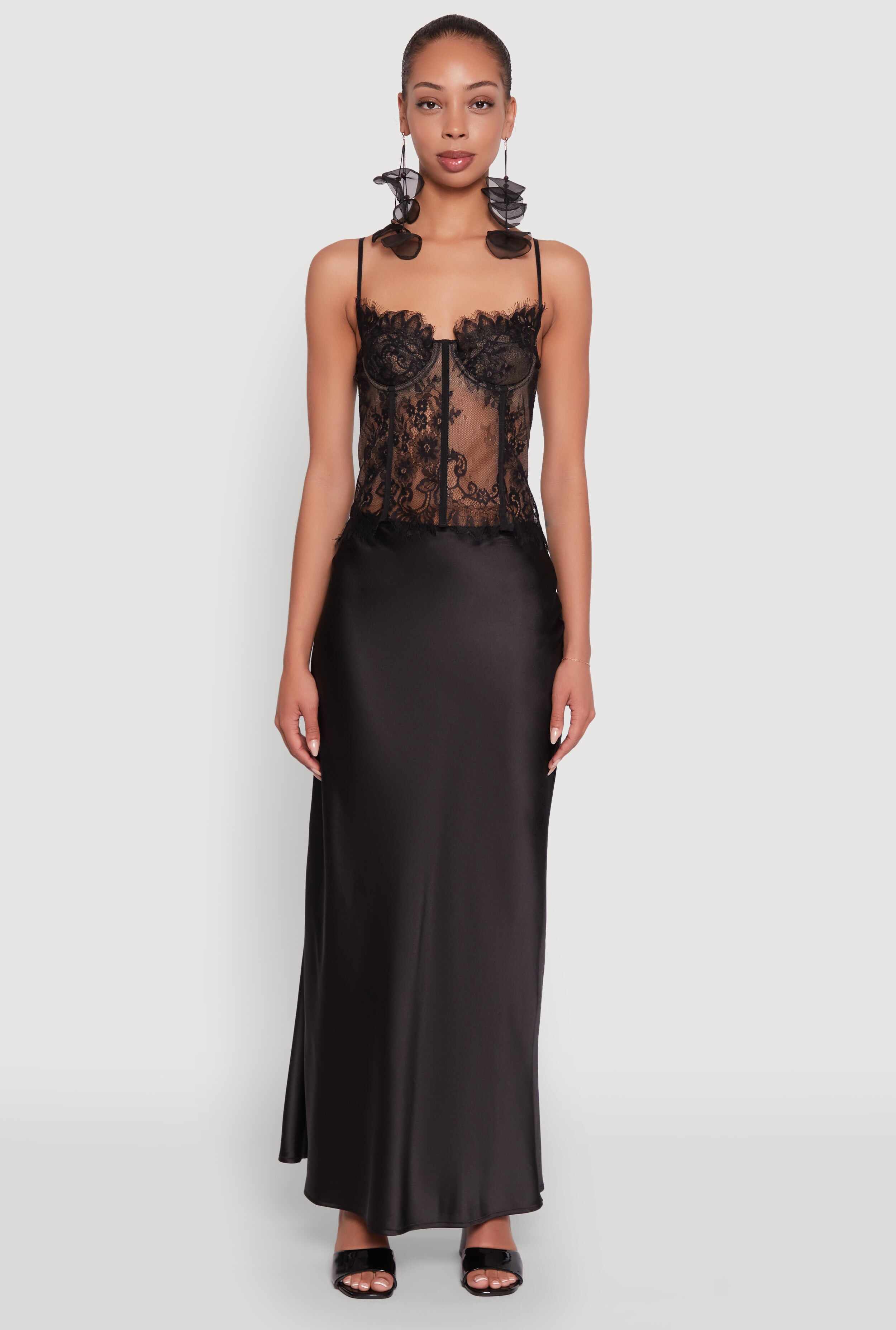 Scalloped Floral Lace Bustier Top with Underwire Support