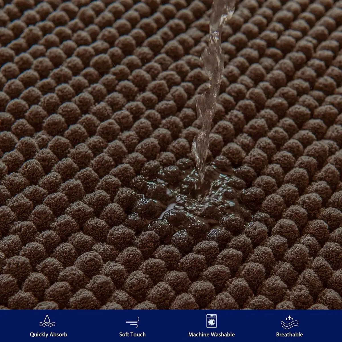 Subrtex Luxury Chenille Bath Rugs Soft Bathroom Mats