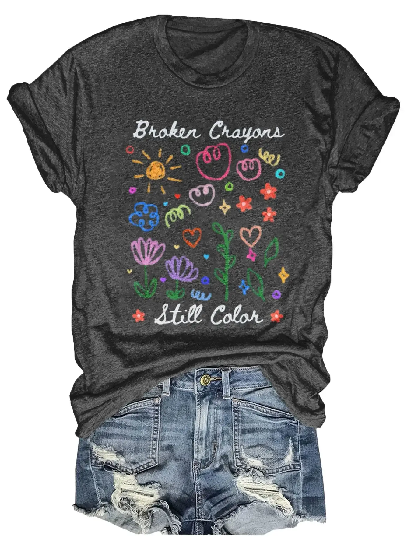 Broken Crayons Still Color Print T-shirt