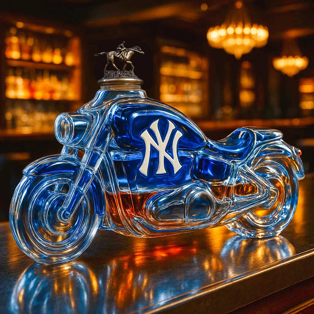 New York Yankees Motorcycle Whiskey Bottle