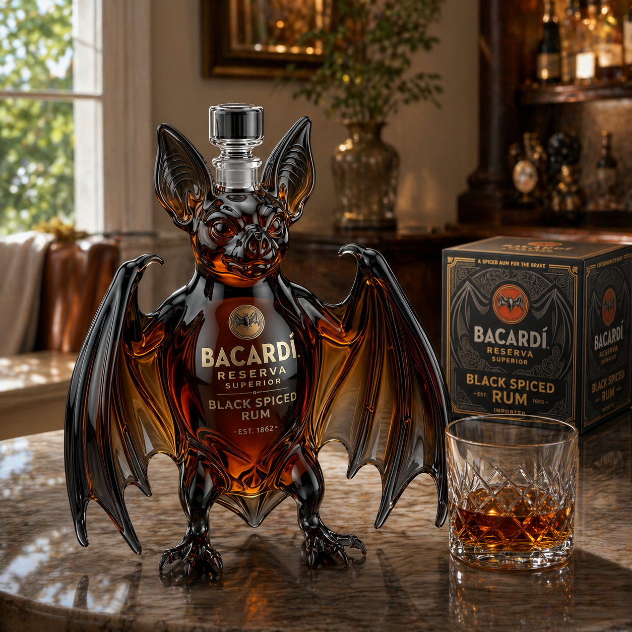 Bacardi Rum 3D Sculpted Bat Collector's Edition Bottle