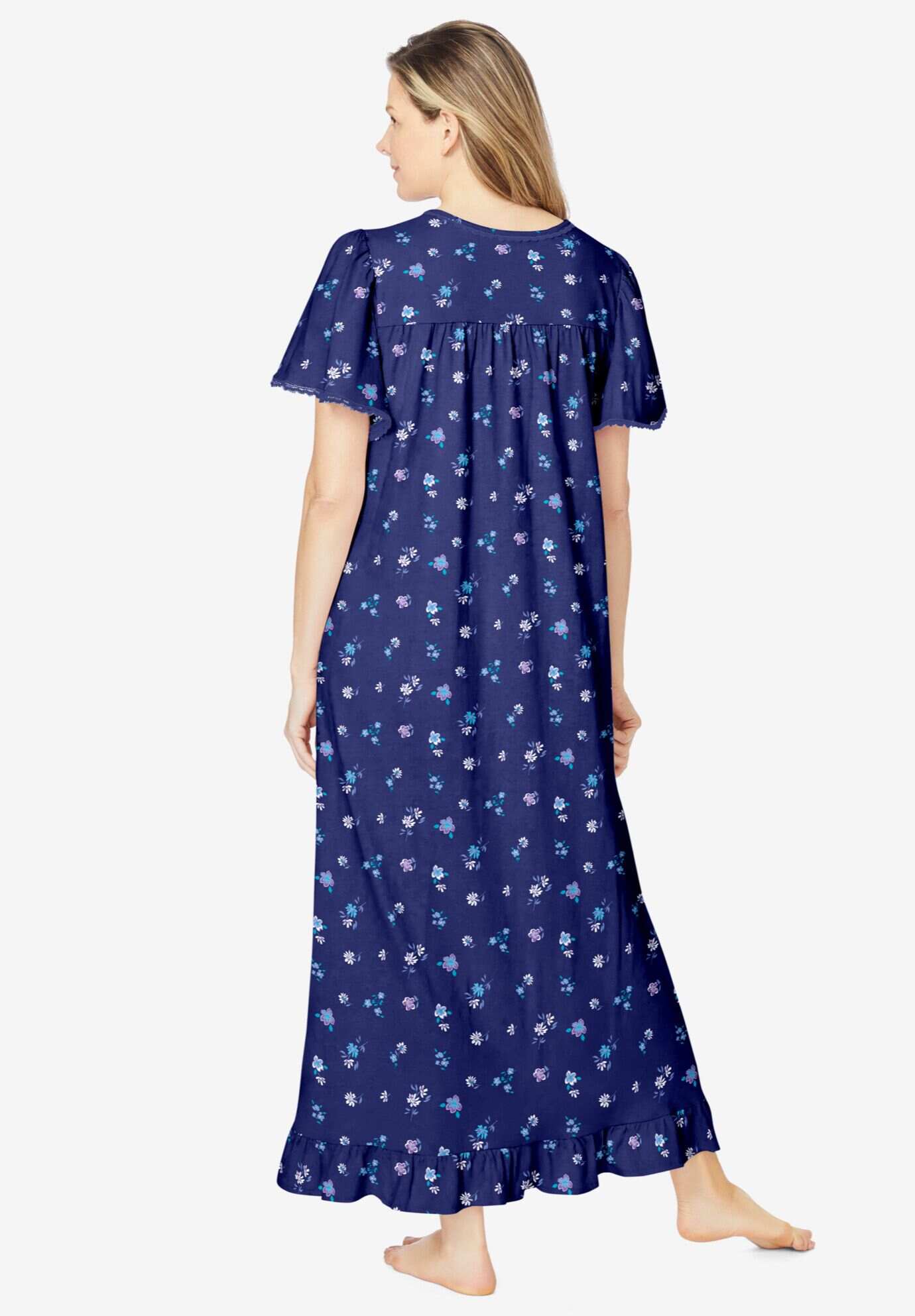 Long Floral Print Cotton Gown