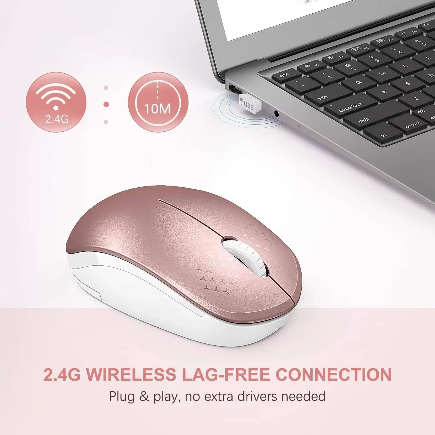 seenda Wireless Mouse, 2.4G Noiseless Mouse with USB Receiver - Portable Computer Mice for PC, Tablet, Laptop with Windows System - Mint Green