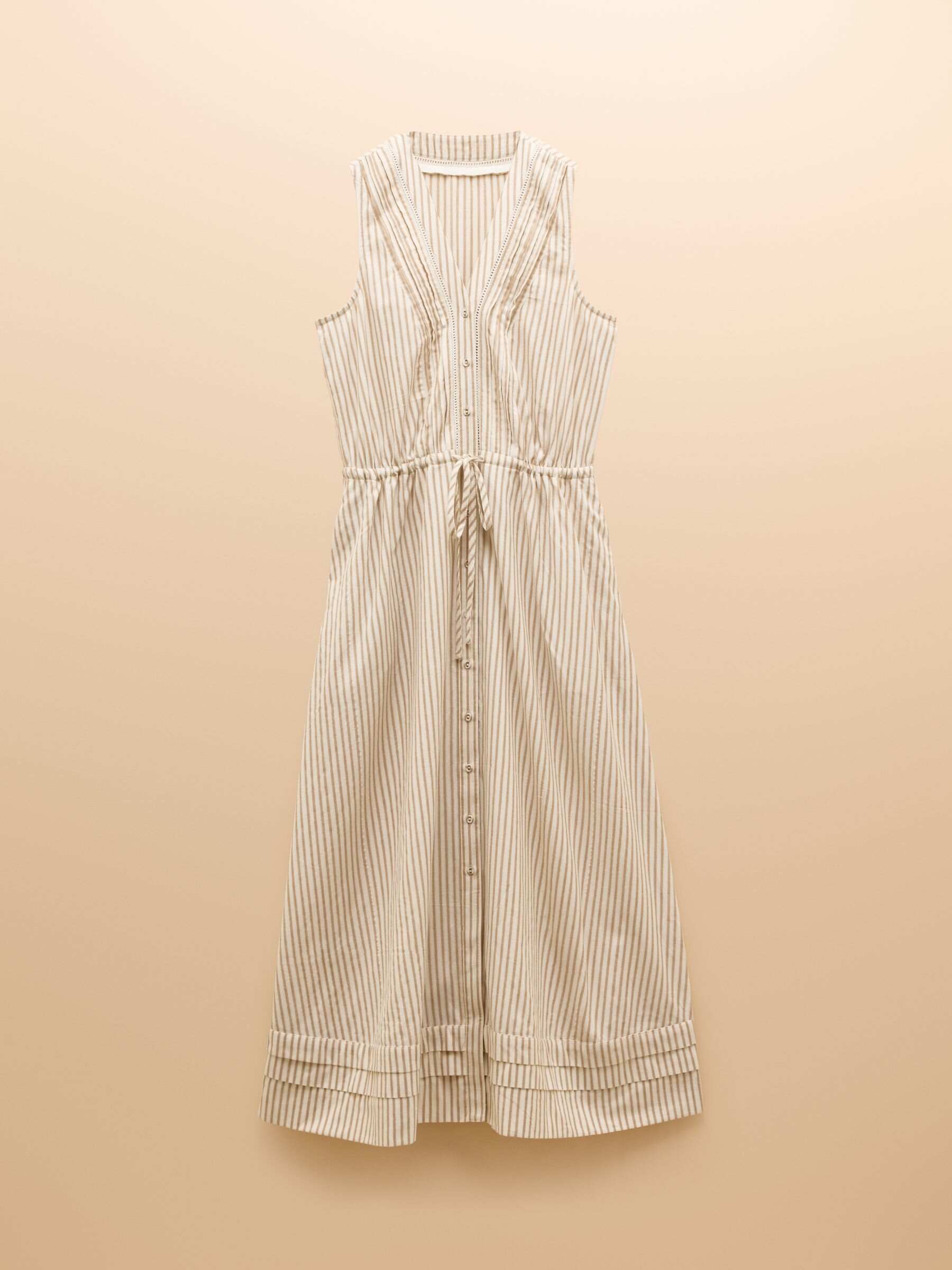 Gracie Tan Brown Button Down Midi Dress