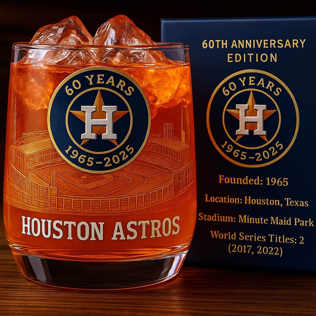 Houston Astros 60th Anniversary Rocks Glass
