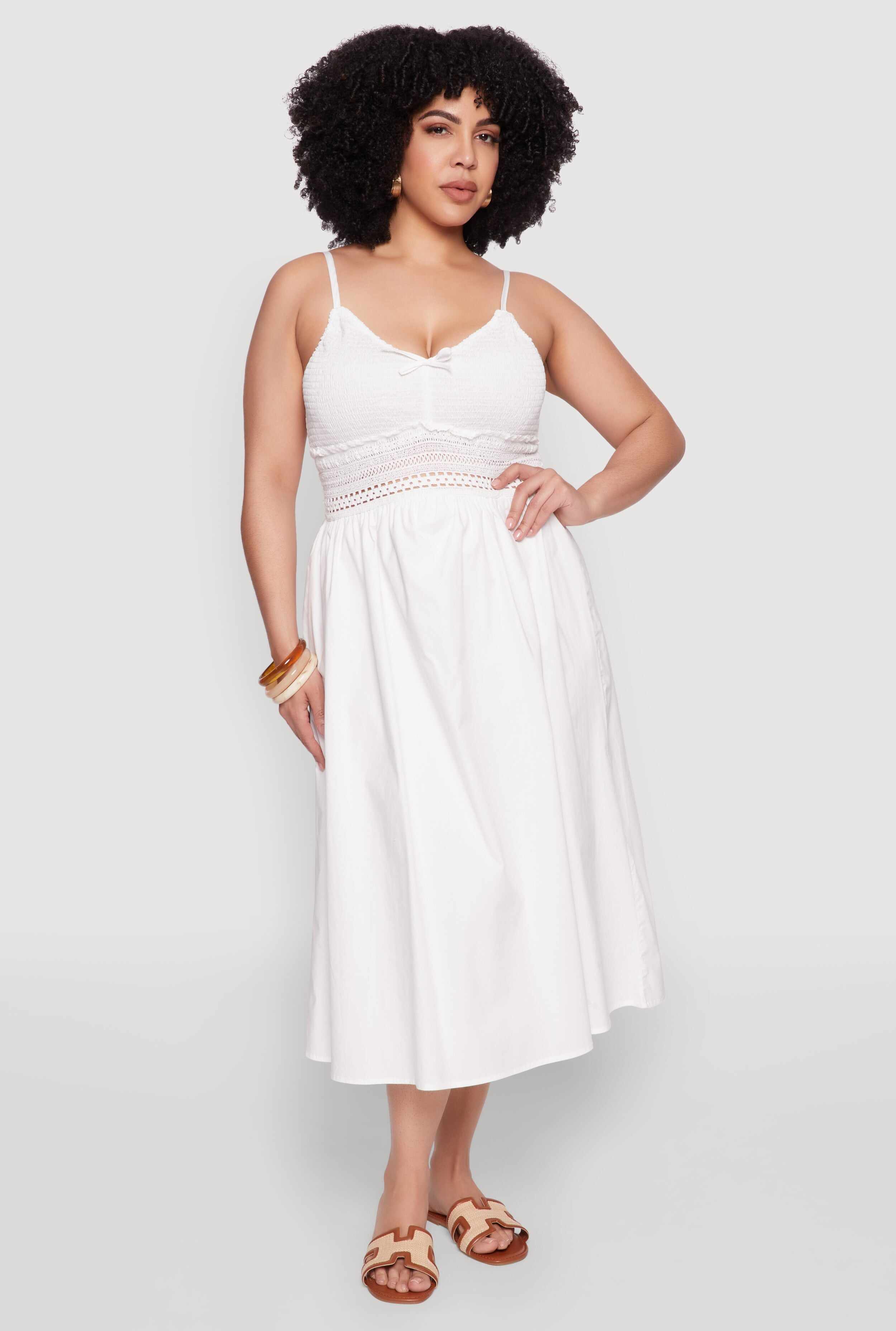 Plus Size Almost Famous Crochet Empire Waist Midi Dress