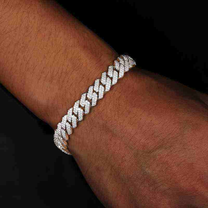 10mm S925 2 Rows Moissanite Cuban Link Bracelet