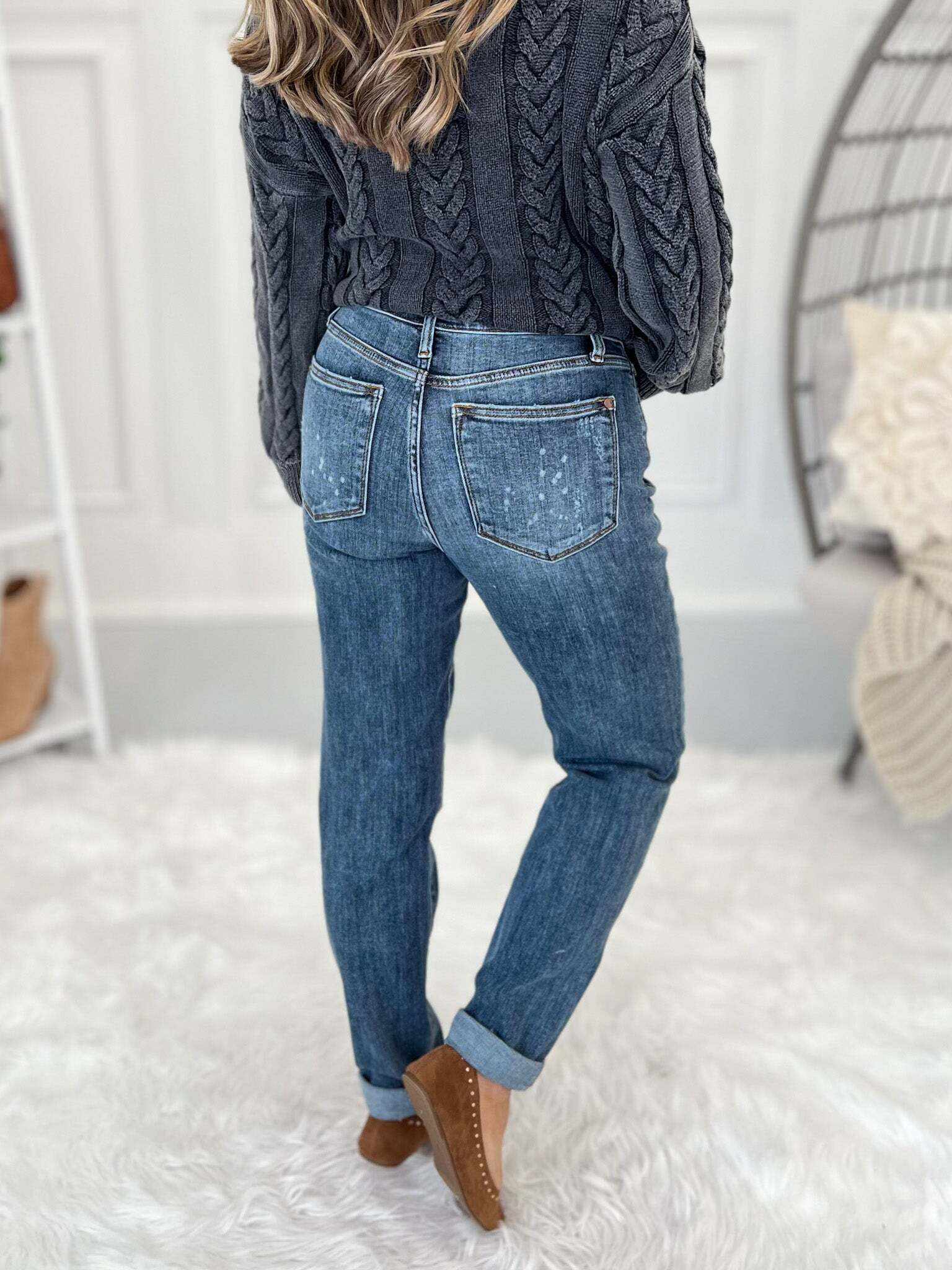 Life Of The Party - Christmas Bleach Splash Boyfriend Jeans- Final Sale