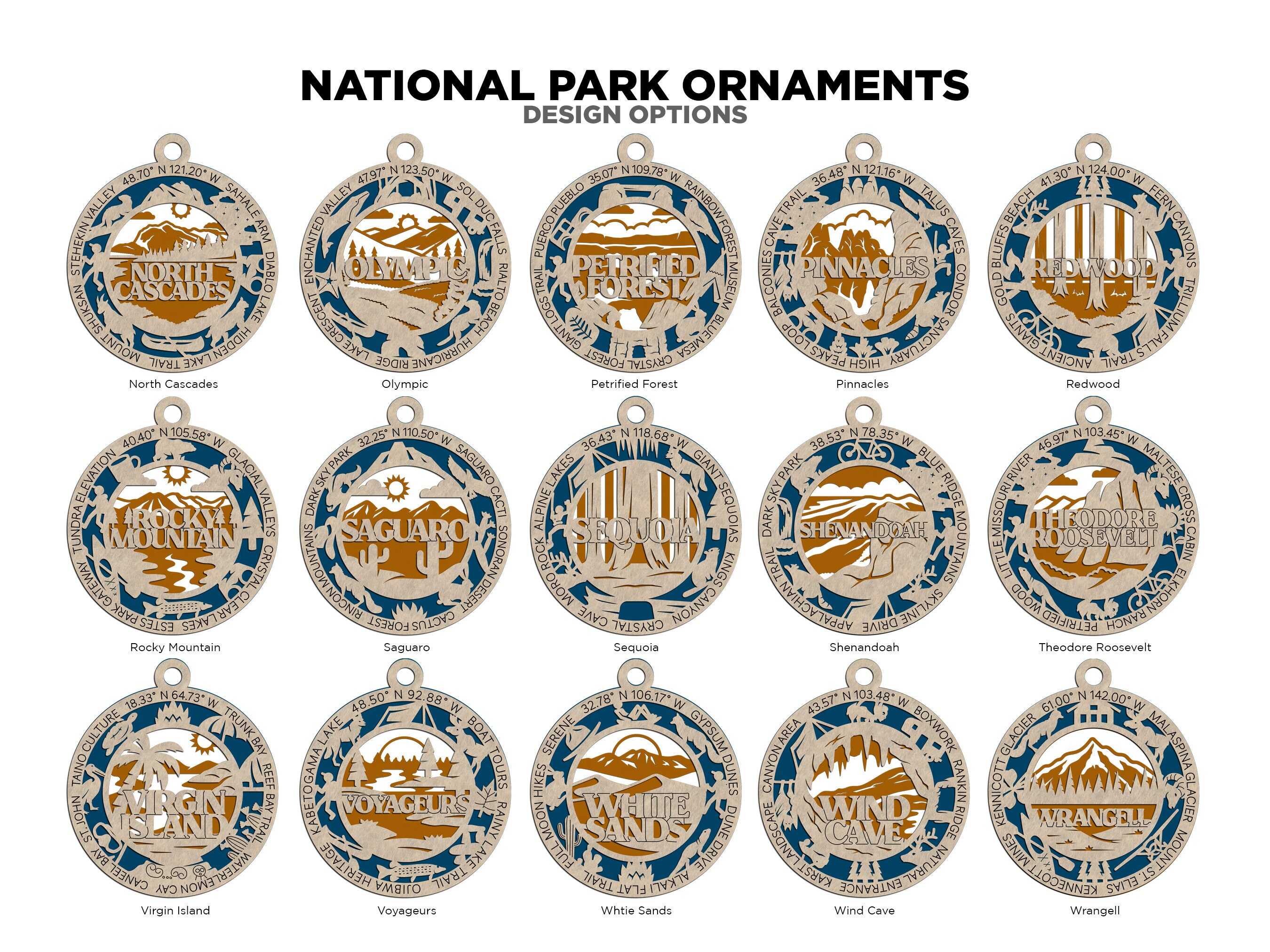 🎄U.S. National Park Icons Christmas Ornament-All 63 National Parks